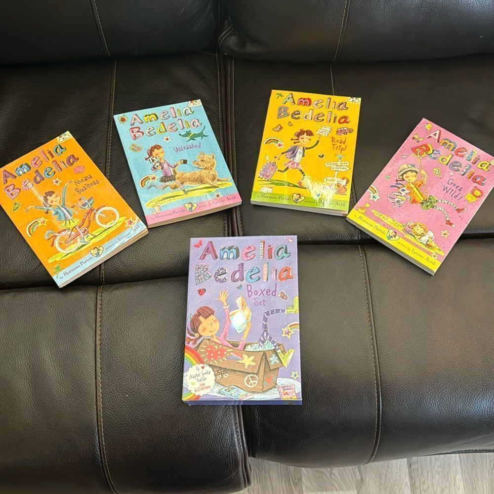 Amelia Bedelia Boxed Set. 4 books. Means Business, Unleashed, Road Trip, Goes Wi